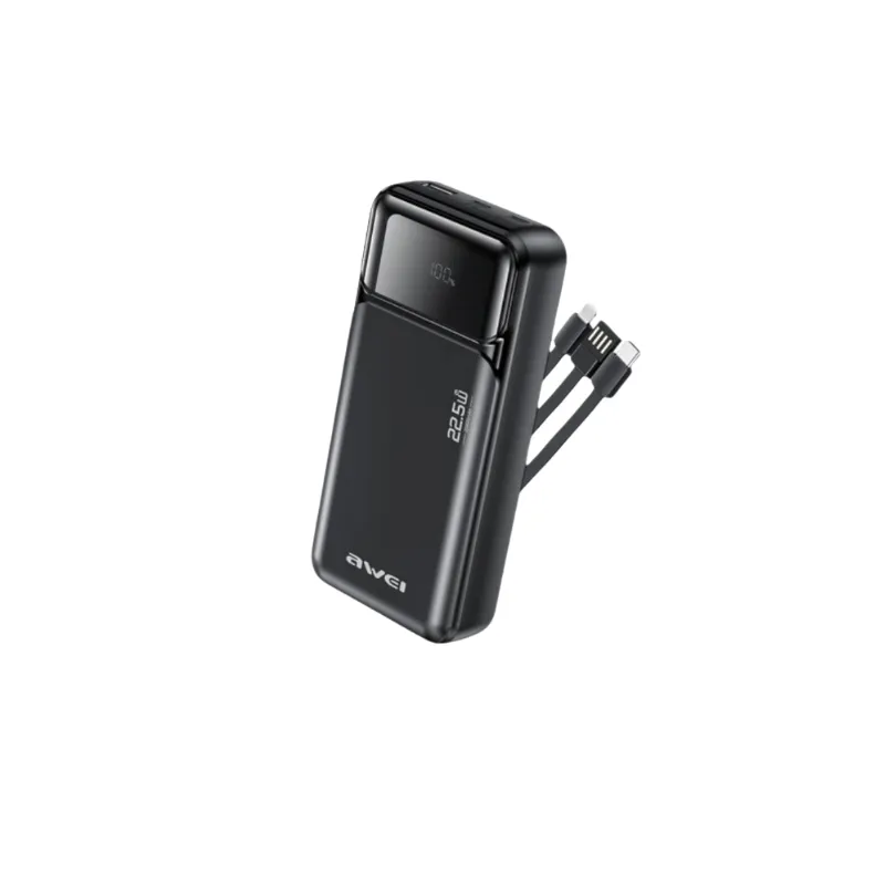 Awei 22.5W Fast Charging Power Bank with Built-in Cable 20000mAh